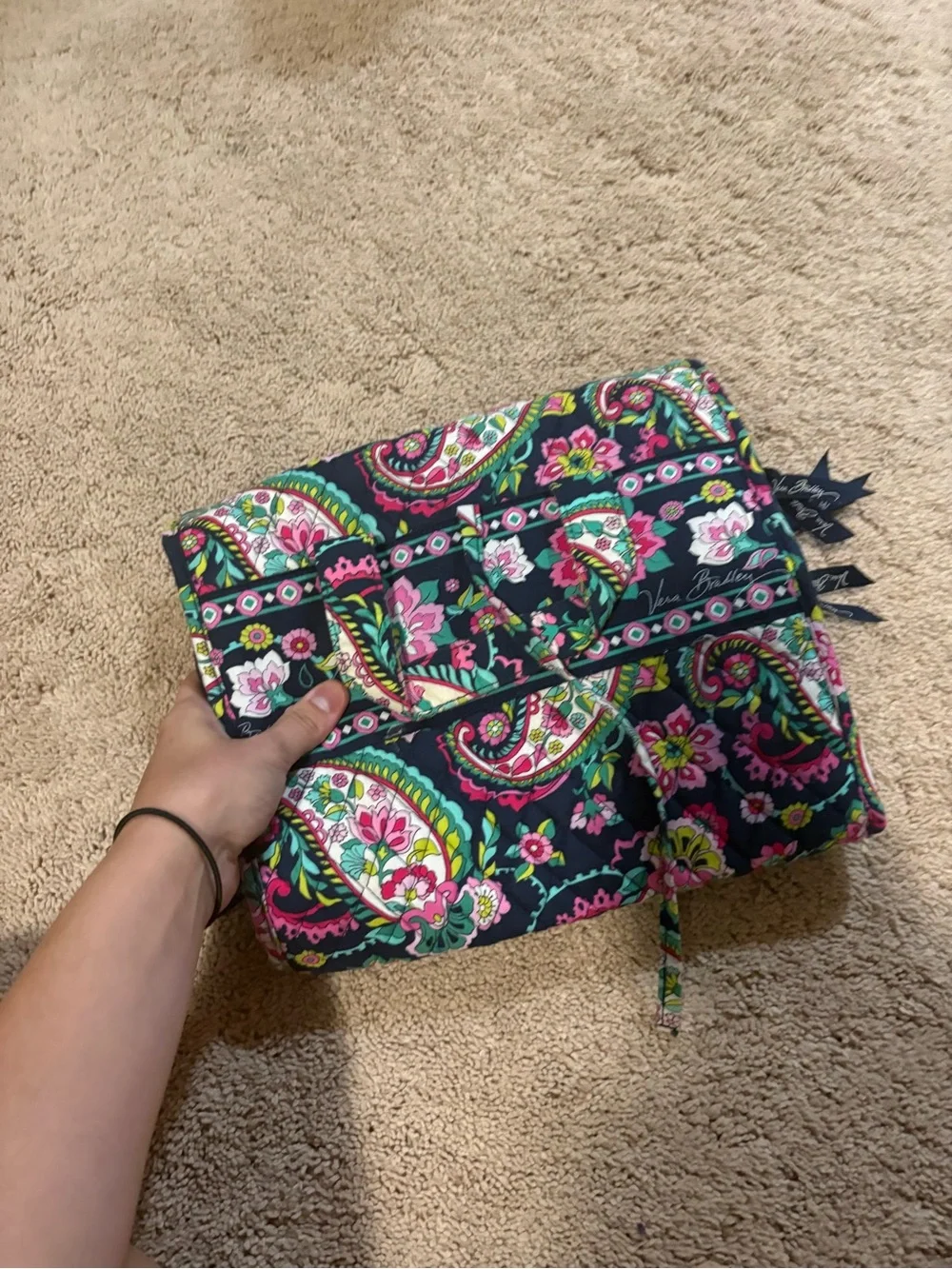 Vera Bradley Hanging Travel Organizer - Navy Pink Paisley Pattern